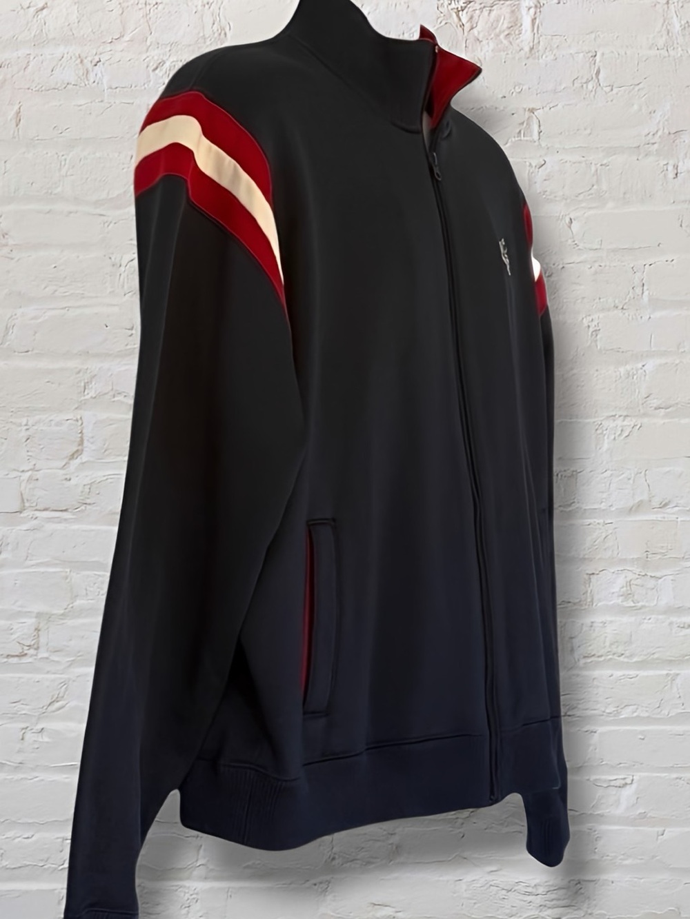 Vintage Abercrombie & Fitch Full Zip Jacket XL Red Stripe Track Style Navy - Picture 6 of 9